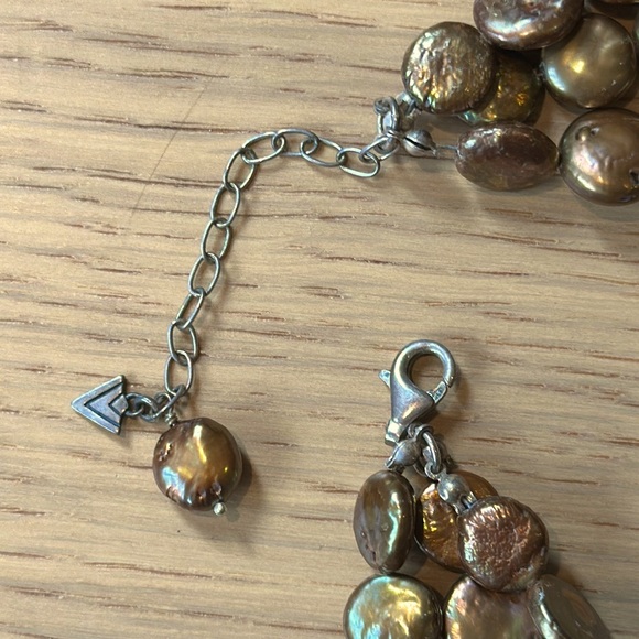 Silpada 925 Bronze Coin Pearl Necklace. - Picture 3 of 5